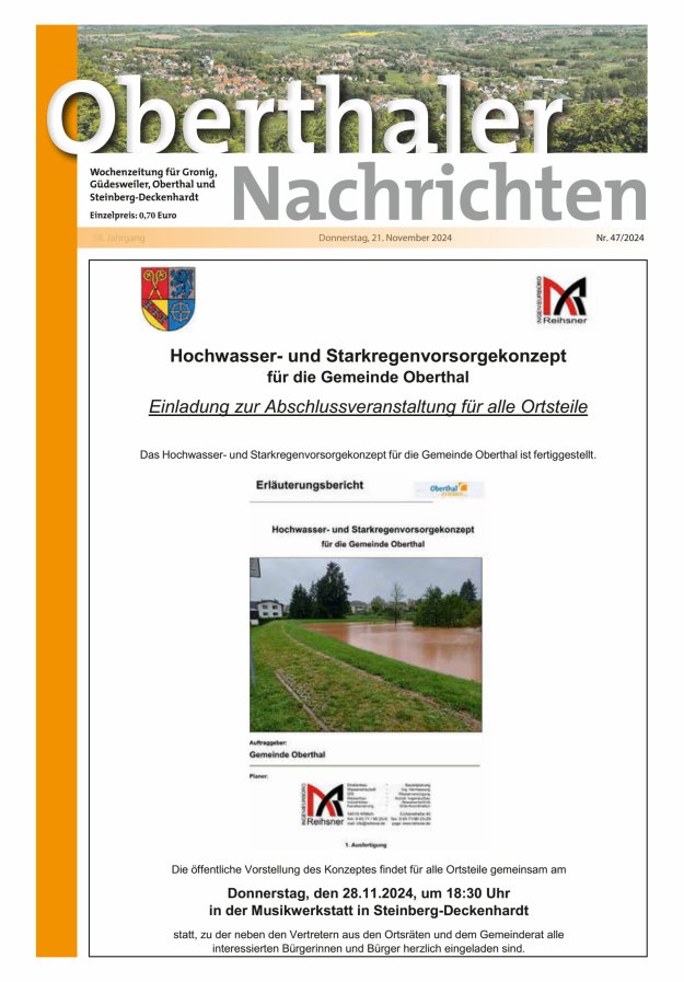 Oberthaler Nachrichten Titelblatt 47/2024