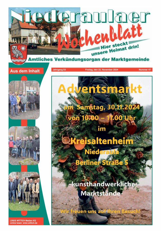 Niederaulaer Wochenblatt Titelblatt 47/2024