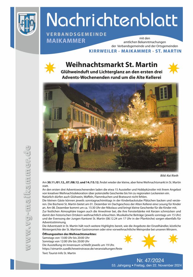 Nachrichtenblatt VG Maikammer Titelblatt 47/2024