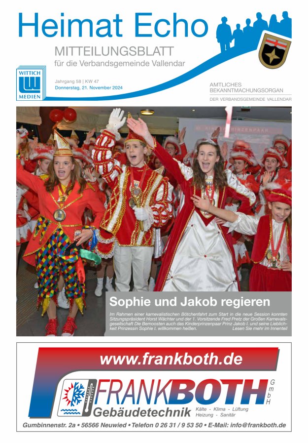 Heimat-Echo - Heimat- und Bürgerzeitung Verbandsgemeinde Vallendar Titelblatt 47/2024