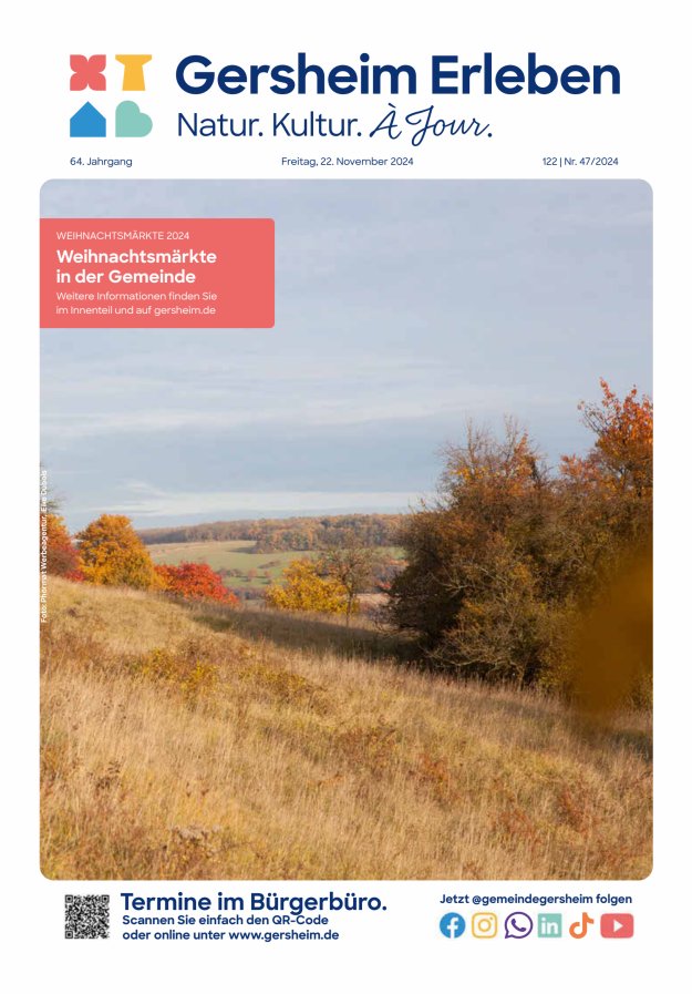 Bekanntmachungsblatt der Gemeinde Gersheim Titelblatt 47/2024