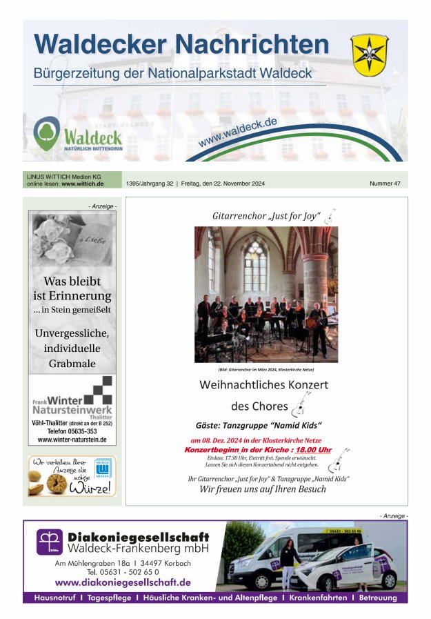 Waldecker Nachrichten Titelblatt 47/2024