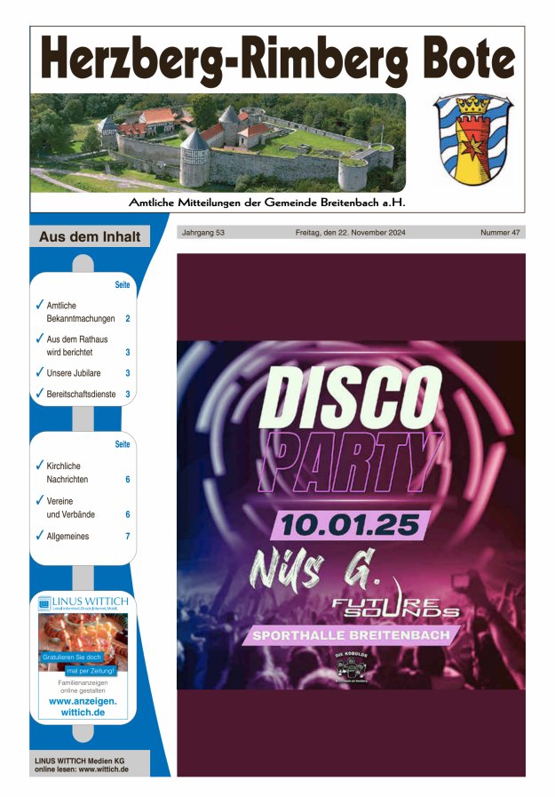 Herzberg-Rimberg Bote Titelblatt 47/2024