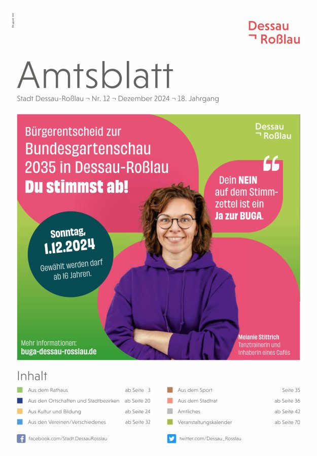 Amtsblatt Stadt Dessau-Roßlau Titelblatt 12/2024