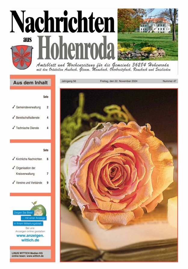 Nachrichten aus Hohenroda Titelblatt 47/2024