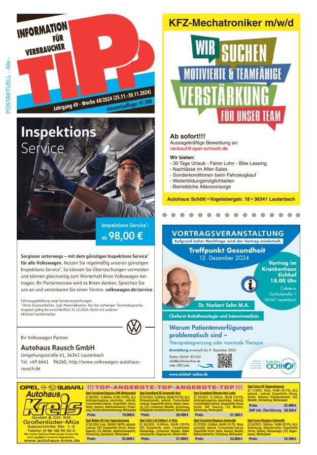 Tipp Vogelsberg Titelblatt 48/2024