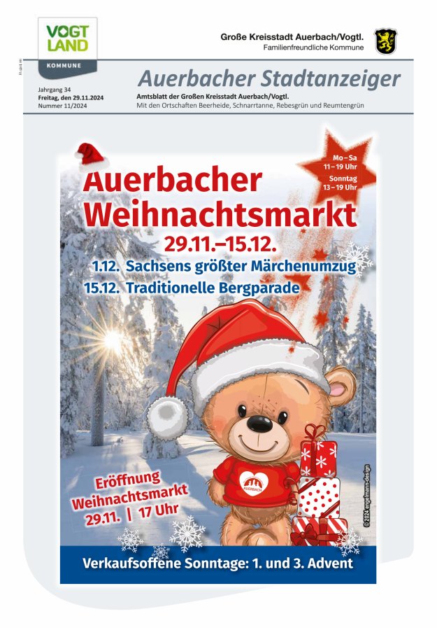 Auerbacher Stadtanzeiger Titelblatt 11/2024