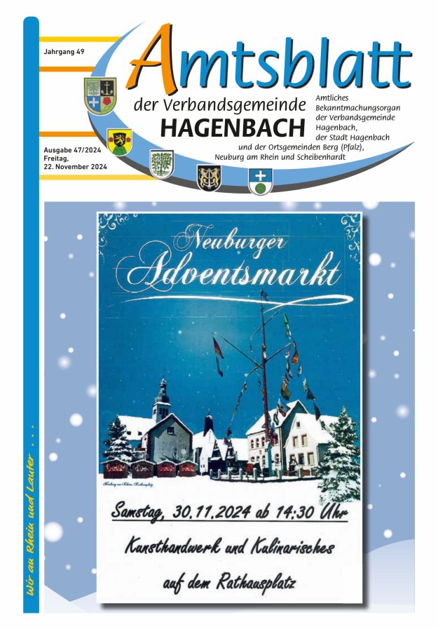Amtsblatt der VG Hagenbach Titelblatt 47/2024