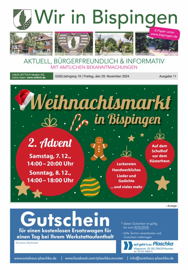 Wir in Bispingen Titelblatt 11/2024
