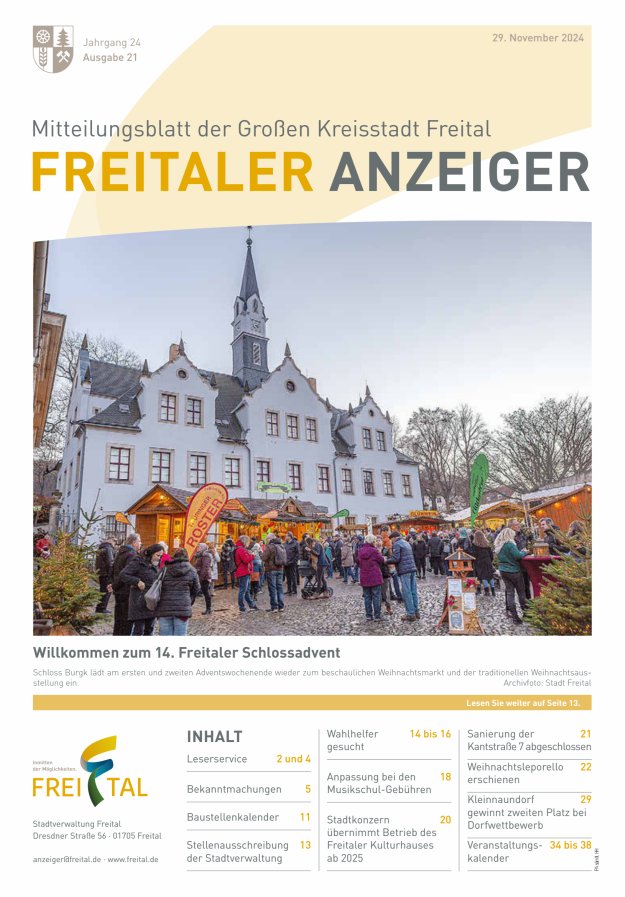 Freitaler Anzeiger - Amtsblatt der Großen Kreisstadt Freital Titelblatt 21/2024