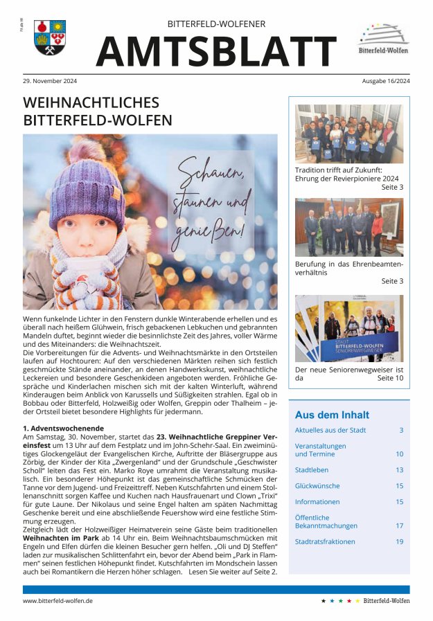 Bitterfeld-Wolfener Amtsblatt Titelblatt 16/2024