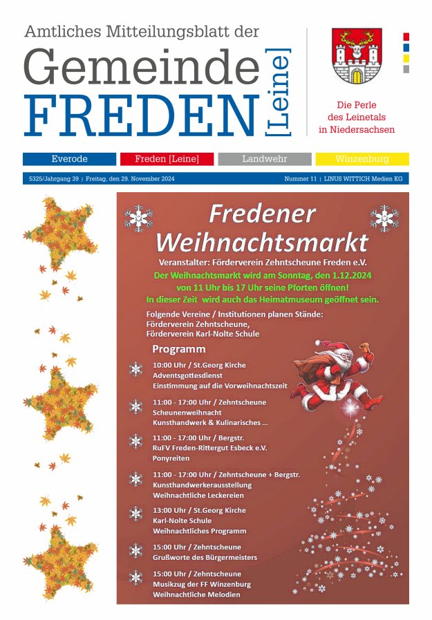 Amtliches Mitteilungsblatt der Samtgemeinde Freden (Leine) Titelblatt 11/2024