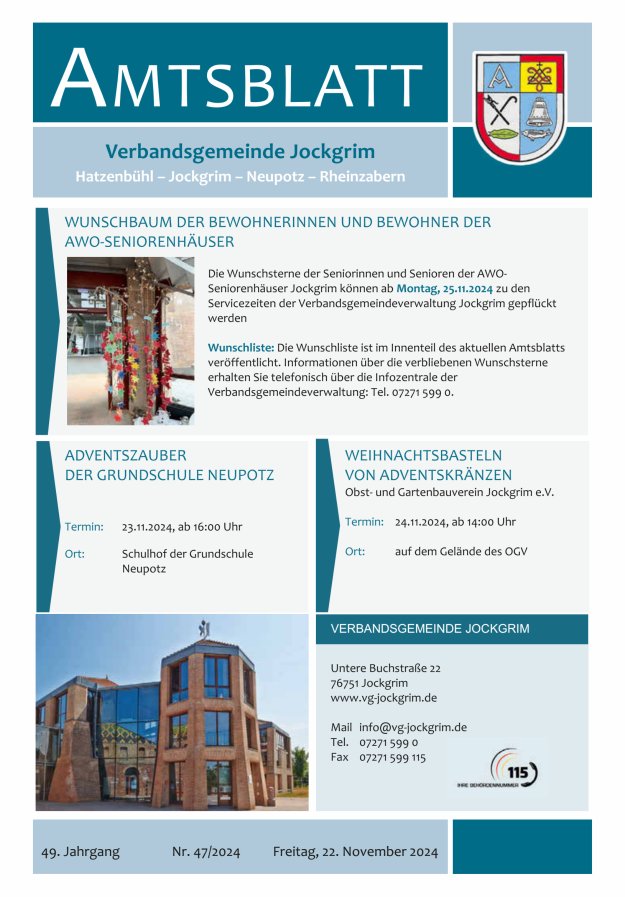 Amtsblatt VG Jockgrim Titelblatt 47/2024