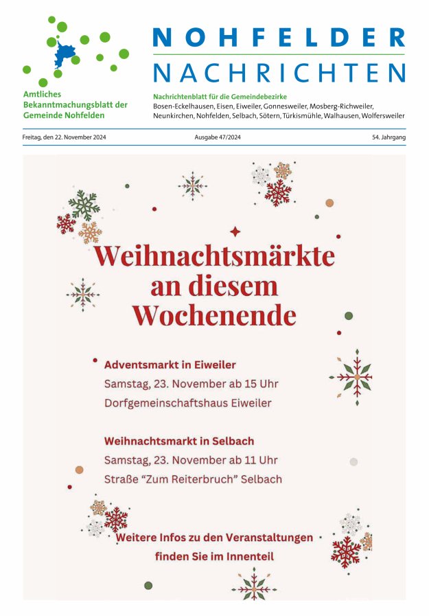 Nohfelder Nachrichten Titelblatt 47/2024