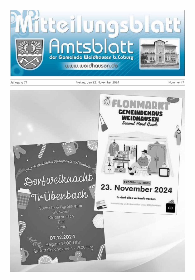 Mitteilungsblatt - Amtsblatt der Gemeinde Weidhausen b Coburg Titelblatt 47/2024