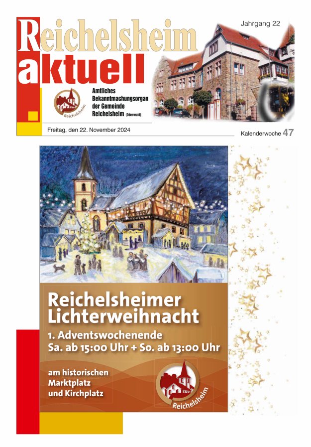 Reichelsheim aktuell - Amtsblatt der Gemeinde Reichelsheim(Odenwald) Titelblatt 47/2024