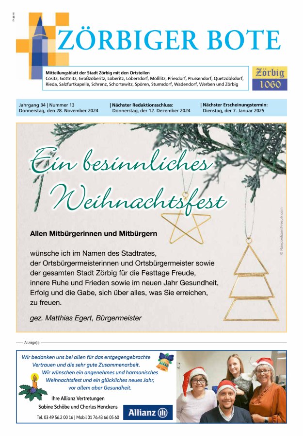 Zörbiger Bote – Mitteilungsblatt der Stadt Zörbig mit den Ortsteilen Titelblatt 13/2024
