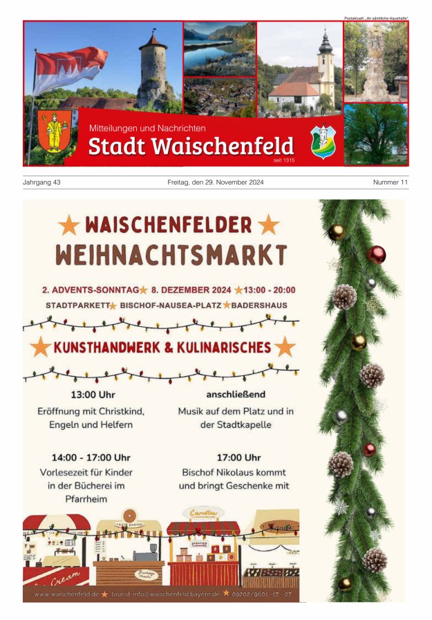 Stadt Waischenfeld - Mitteilungen und andere Nachrichten Titelblatt 11/2024