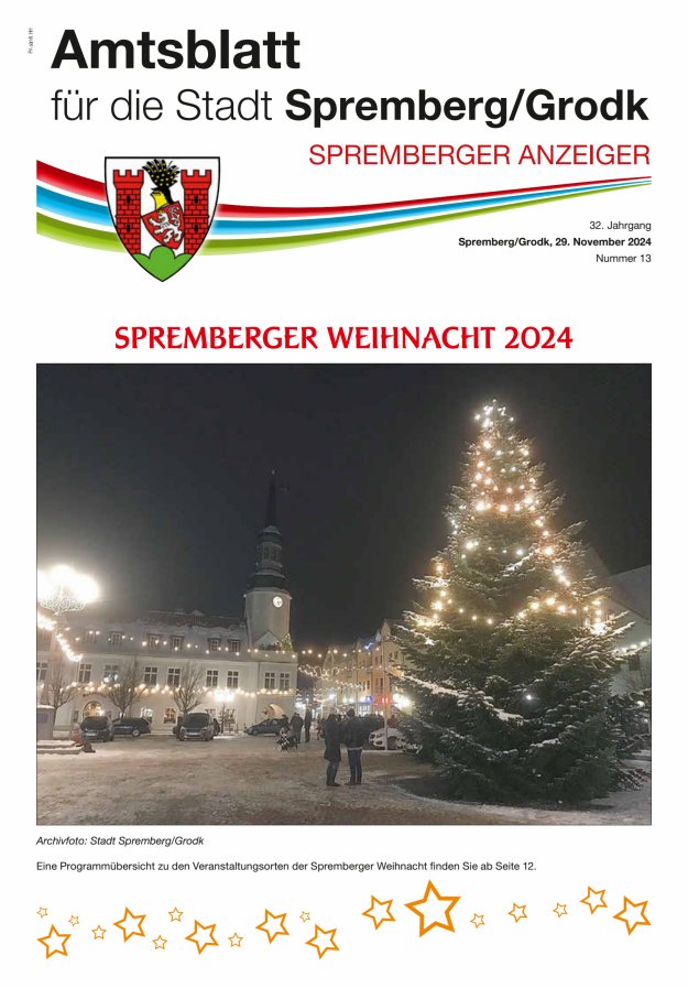 Amtsblatt für die Stadt Spremberg/Grodk – Spremberger Anzeiger Titelblatt 13/2024