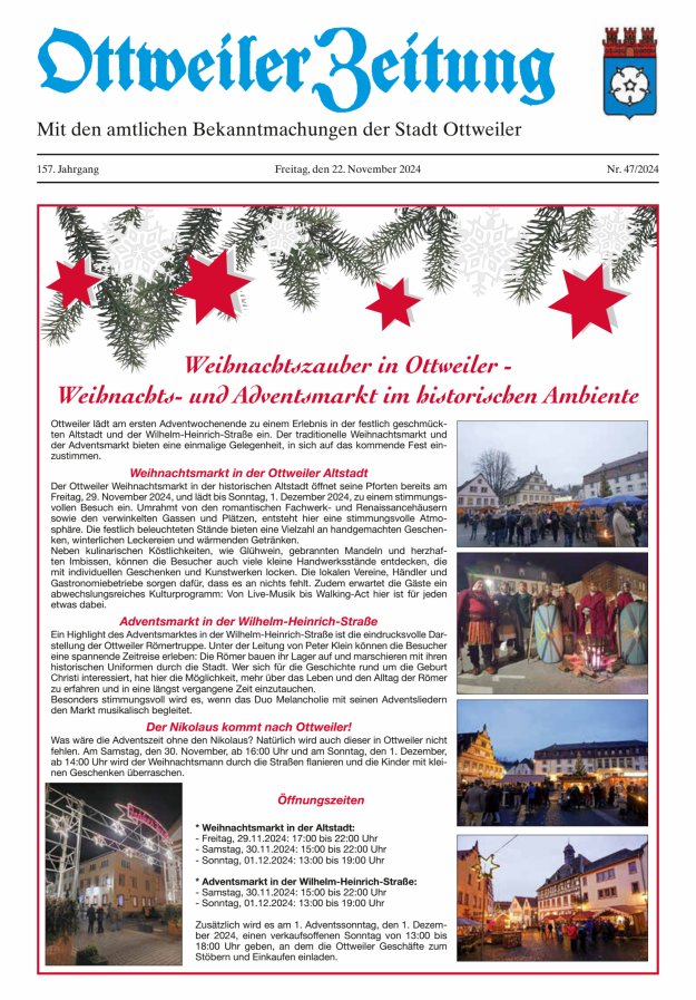 Ottweiler Zeitung Titelblatt 47/2024