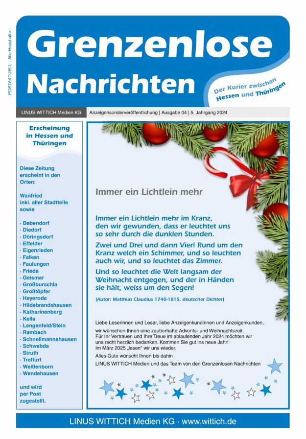 Grenzenlose Nachrichten Titelblatt 04/2024
