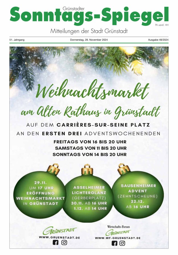 Grünstadter Sonntags-Spiegel Titelblatt 48/2024
