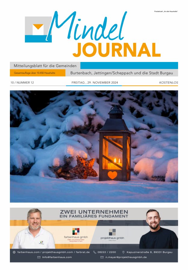 Mindeljournal Freies Blatt für Burgau Burtenbach Jettingen-Scheppach Titelblatt 12/2024
