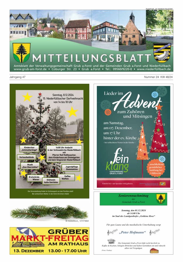 Amts- und Mitteilungsblatt der VGem Grub a.Forst Titelblatt 24/2024