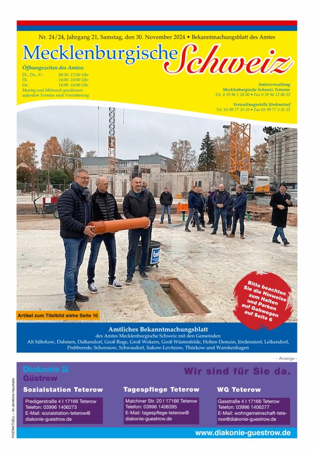Bekanntmachungsblatt des Amtes Mecklenburgische Schweiz Titelblatt 24/2024