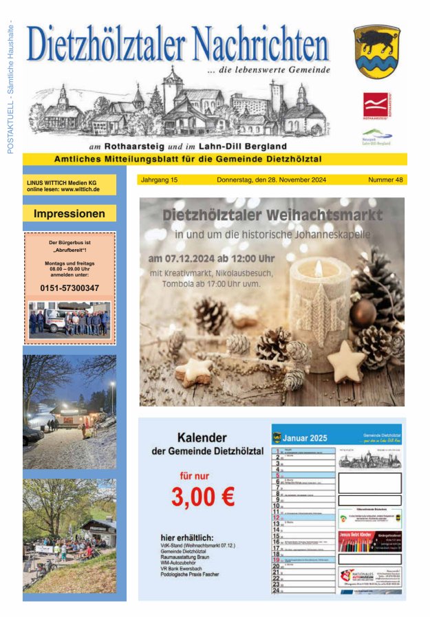 Dietzhölztaler Nachrichten Titelblatt 48/2024