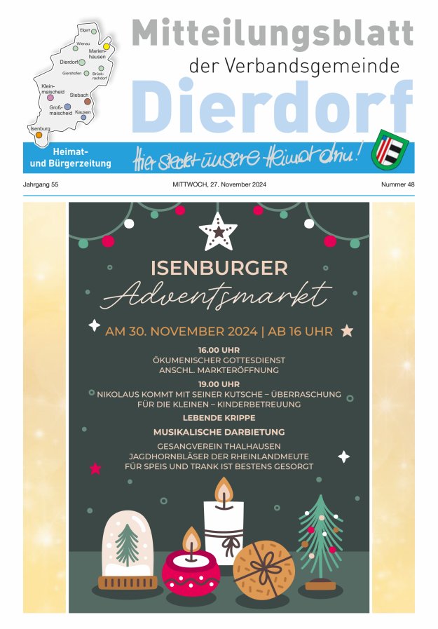 Mitteilungsblatt der Verbandsgemeinde Dierdorf Titelblatt 48/2024