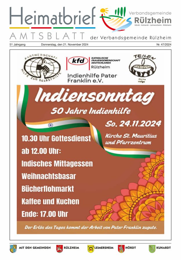 Heimatbrief VG Rülzheim Titelblatt 47/2024