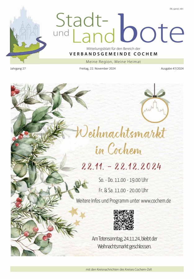 Stadt- und Landbote VG Cochem Titelblatt 47/2024
