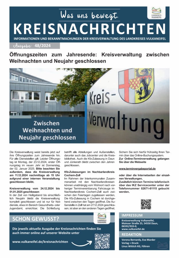 Kreisnachrichten Titelblatt 48/2024