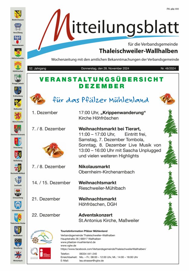 Mitteilungsblatt VG Thaleischweiler-Wallhalben Titelblatt 48/2024