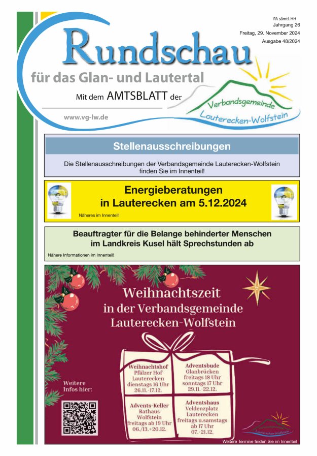 Rundschau für das Glan- und Lautertal Titelblatt 48/2024