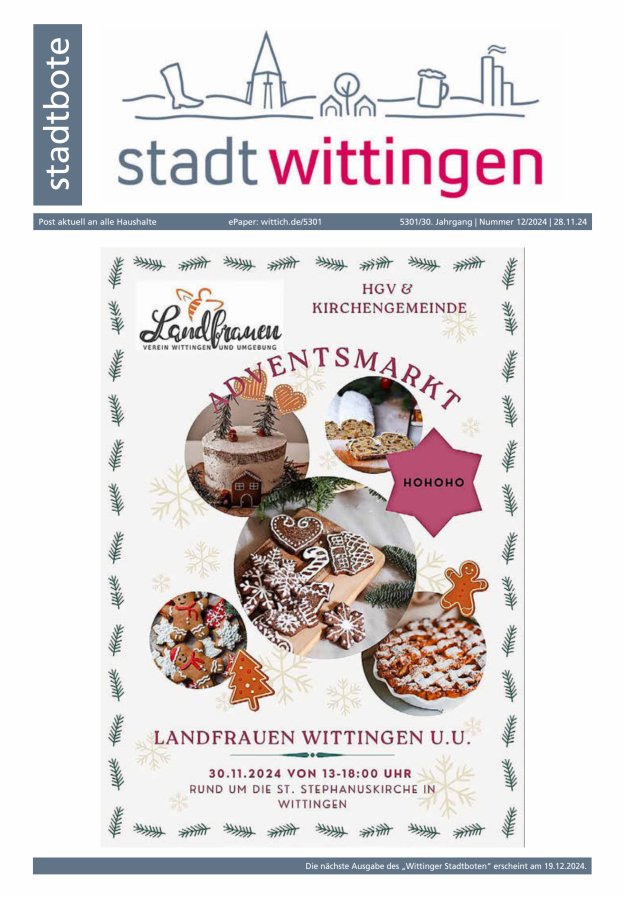 Wittinger Stadtbote Titelblatt 12/2024
