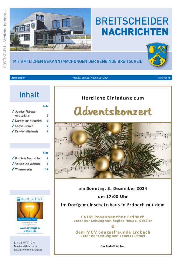 Breitscheider Nachrichten Titelblatt 48/2024