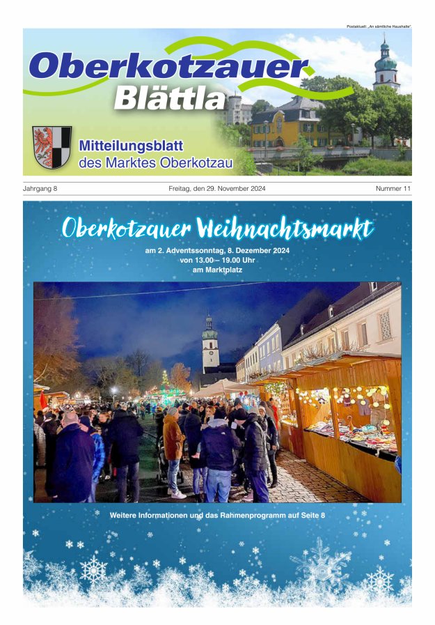Oberkotzauer Blättla Mitteilungsblatt des Marktes Oberkotzau Titelblatt 11/2024
