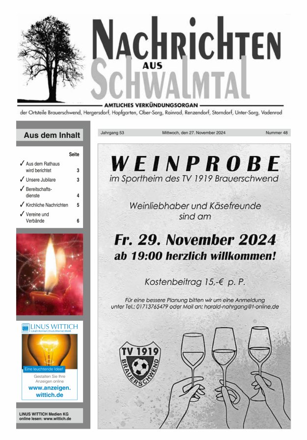Nachrichten aus Schwalmtal Titelblatt 48/2024