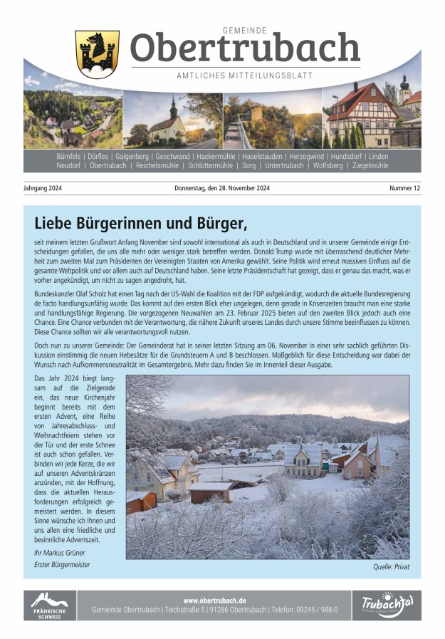 Obertrubach Titelblatt 12/2024
