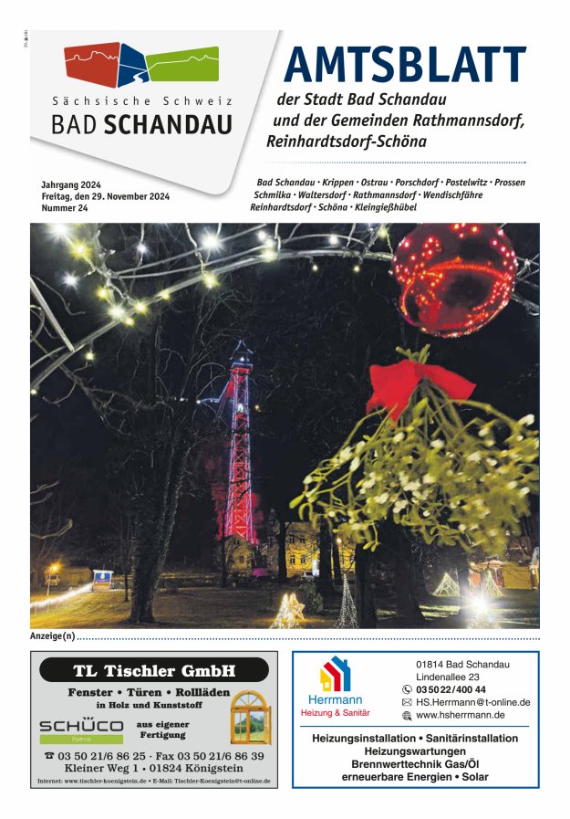 Amtsblatt der Stadt Bad Schandau und der Gemeinden Titelblatt 24/2024