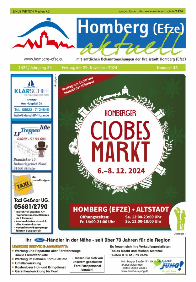 Homberg Efze aktuell Titelblatt 48/2024