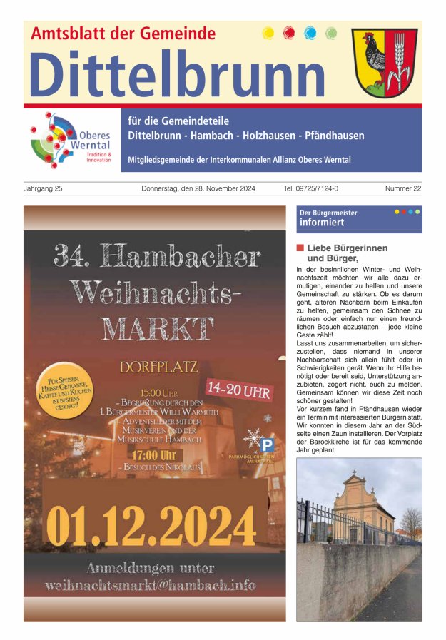 Amtsblatt der Gemeinde Dittelbrunn Titelblatt 22/2024
