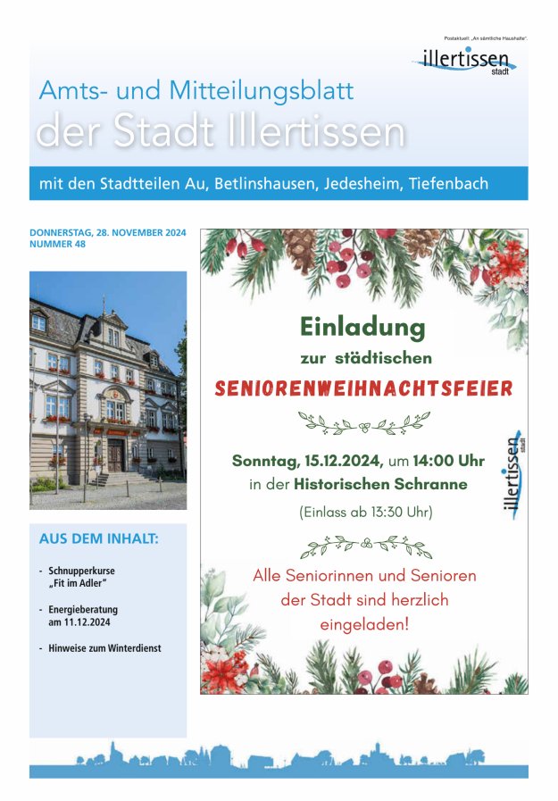 Amts- und Mitteilungsblatt Stadt Illertissen Titelblatt 48/2024