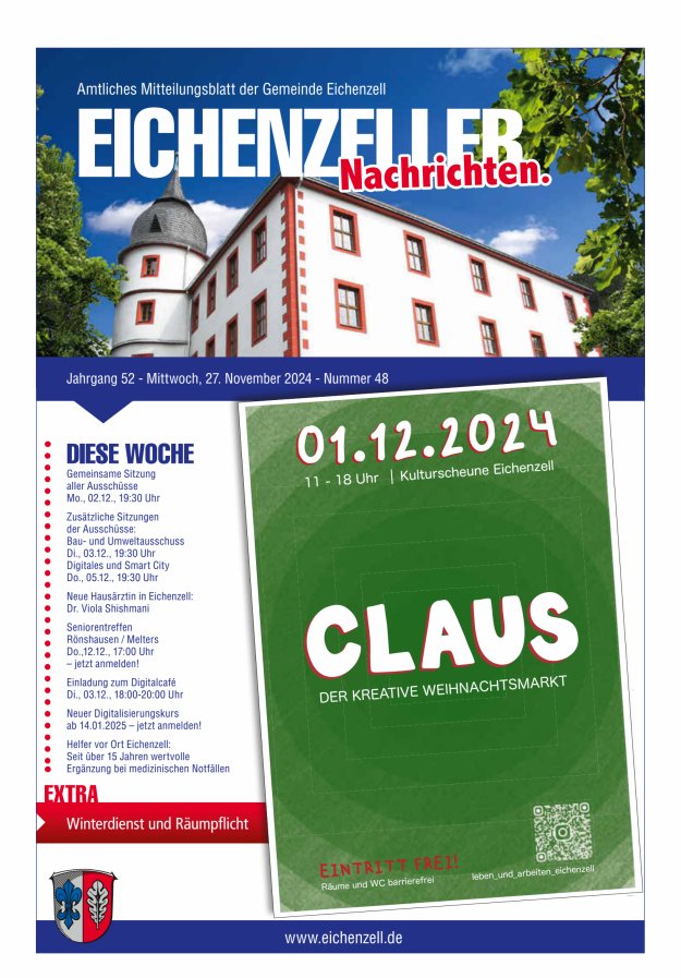 Amtliches Mitteilungsblatt der Gemeinde Eichenzell Titelblatt 48/2024