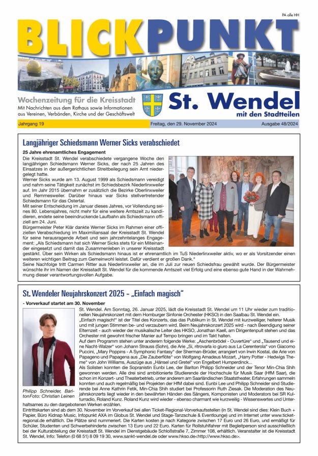 Blickpunkt St Wendel Titelblatt 48/2024