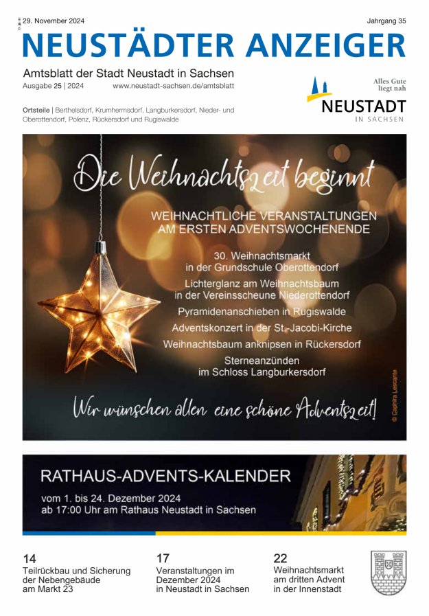 Neustädter Anzeiger - Amts- und Heimatblatt der Stadt Neustadt in Sachsen Titelblatt 25/2024