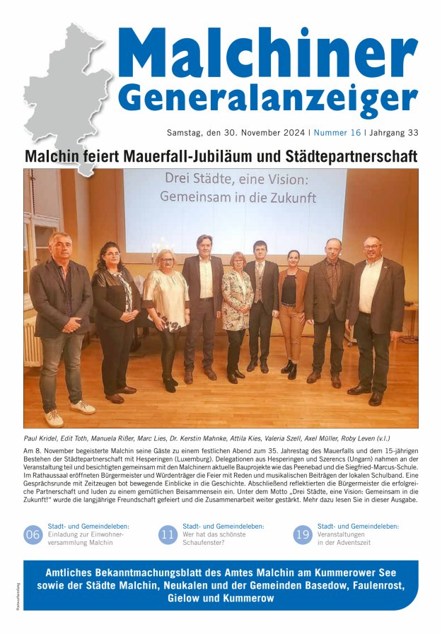 Malchiner Generalanzeiger Titelblatt 16/2024