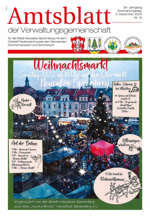 Amtsblatt der Verwaltungsgemeinschaft für die Stadt Neusalza-Spremberg Titelblatt 12/2024